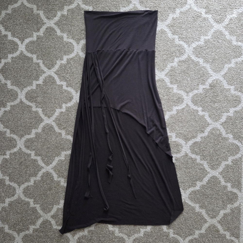 Bamboo High Low Fringe Maxi Skirt